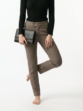 Moschino zip at ankles double button Brown Straight-Leg Pants trousers sz 6